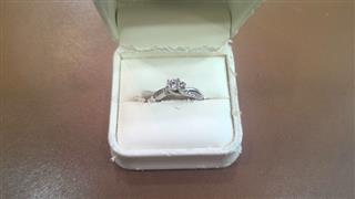 Lady's Diamond Solitaire Ring 17 Diamonds .53 Carat T.W. 14K White Gold 3.95g